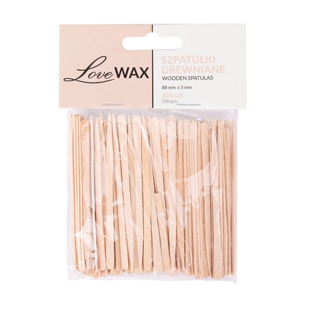 LoveWax mini ühekordsed puidust spaatlid depilatsiooniks, 100 tk