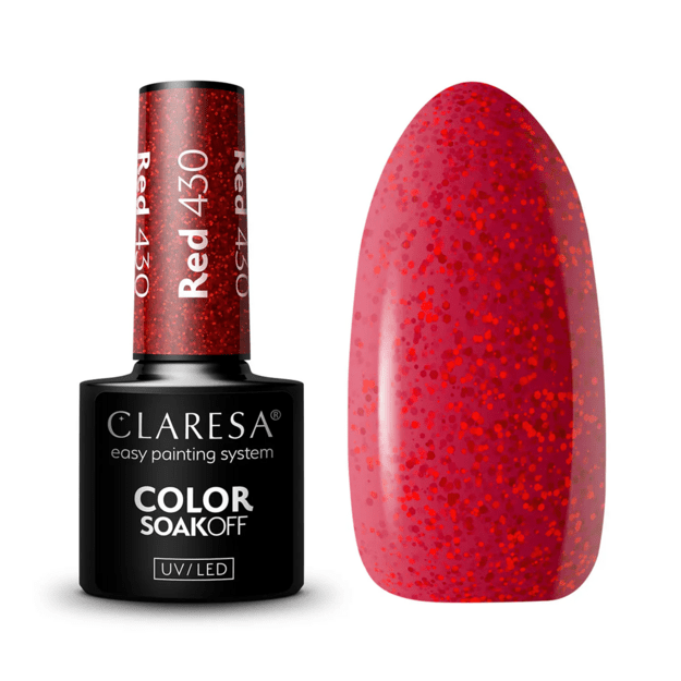 Claresa RED 430 punane sädelev geellakk küüntele 5 g