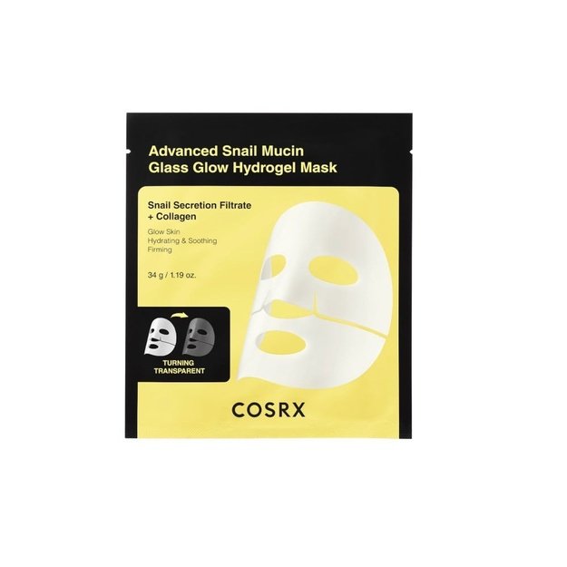 Cosrx Advanced Snail Mucin Glass Glow Hydrogel näomask kollageeniga, 34 g, 1 tk