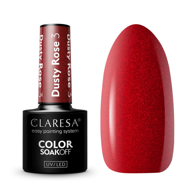 Claresa Dusty Rose 3 punane sädelev geellakk küüntele 5 g