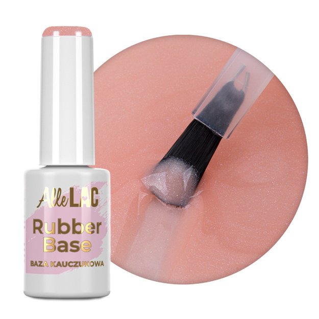 AlleLac Peach Bling Nr. 7 värviline kummibaas sädelevate osakestega HEMA/Di-HEMA Free, 7 g