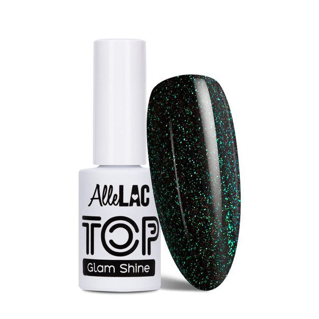 AlleLac Top Glam Shine No Wipe Chrisolite nr 4 – läikiv pealislakk geellakile, 5 g