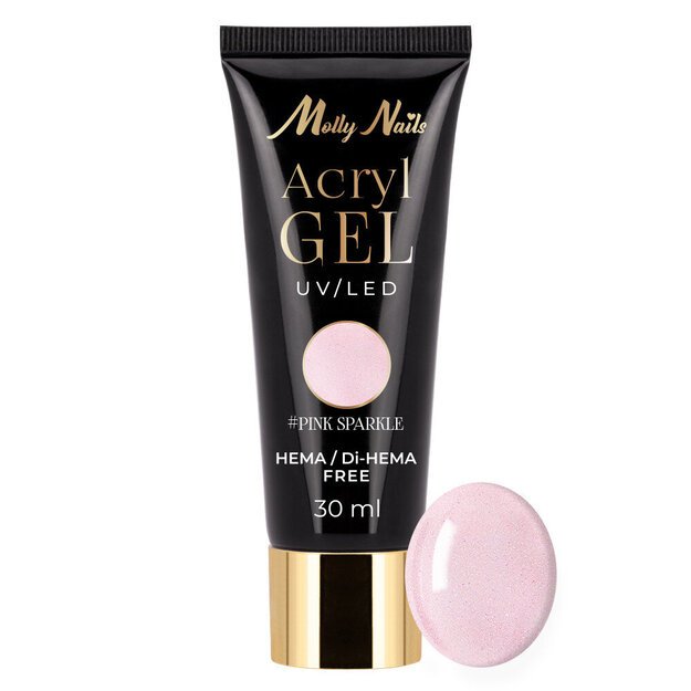 Molly Nails Polygel akrüülgeel Pink Sparkle, 30 ml