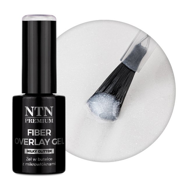 NTN Premium Fiber Overlay Gel Milky Glitter küünte modelleerimisgeel mikrokiuga, 7 g