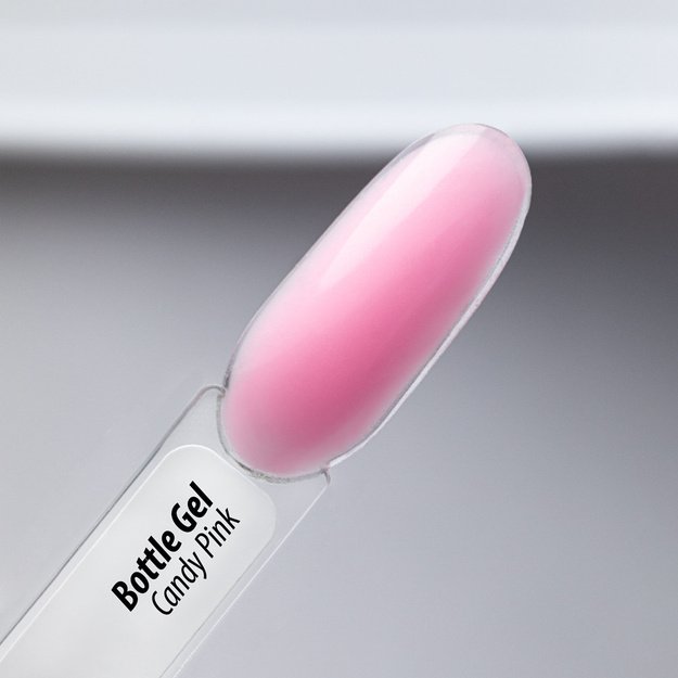 AlleLac Bottle Gel Candy Pink ühefaasiline ehitusgeel küüntele pudelis pintsliga, 15 g