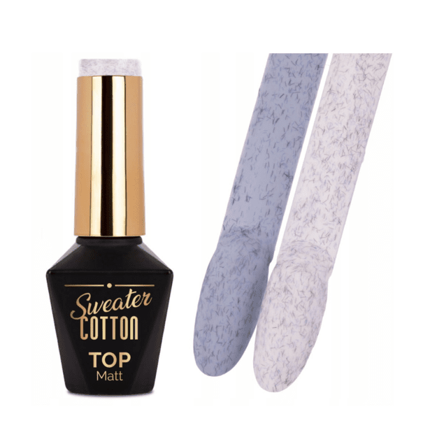 Molly Lac Top Matt Sweater Cotton – matt küünetops dekoratiivsete osakestega nr 6 Grey, 10 ml