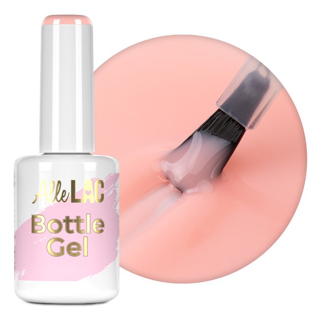 AlleLac Bottle Gel Peachy Pink ühefaasiline isetasanduv küünegeel pintsliga, 15 g