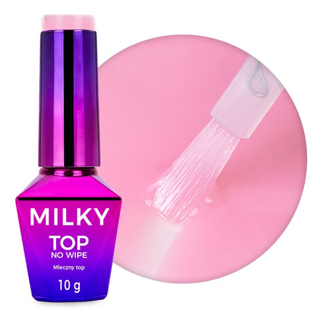 Top Milky MollyNails – piimjas no wipe küünetops Milky Pink, HEMA/Di-HEMA Free, 10 g
