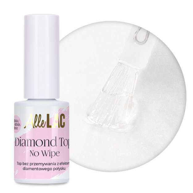 AlleLac Diamond Top No Wipe HEMA/Di-HEMA Free küünte pealislakk teemantläike efektiga, 7 g