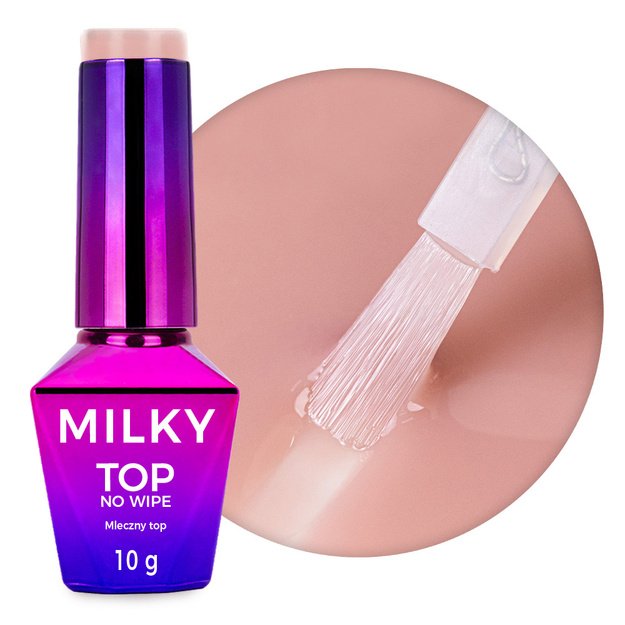 Top Milky MollyNails – piimjas no wipe küünetops Milky Nude, HEMA/Di-HEMA Free, 10 g