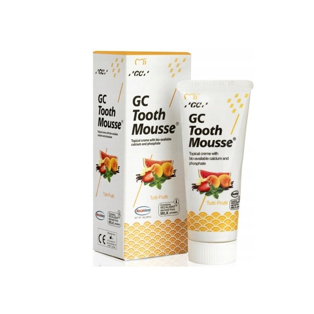 Remineraliseeriv fluoriidivaba hambakreem GC Tooth Mousse Recaldent, Tutti Frutti, 35 ml